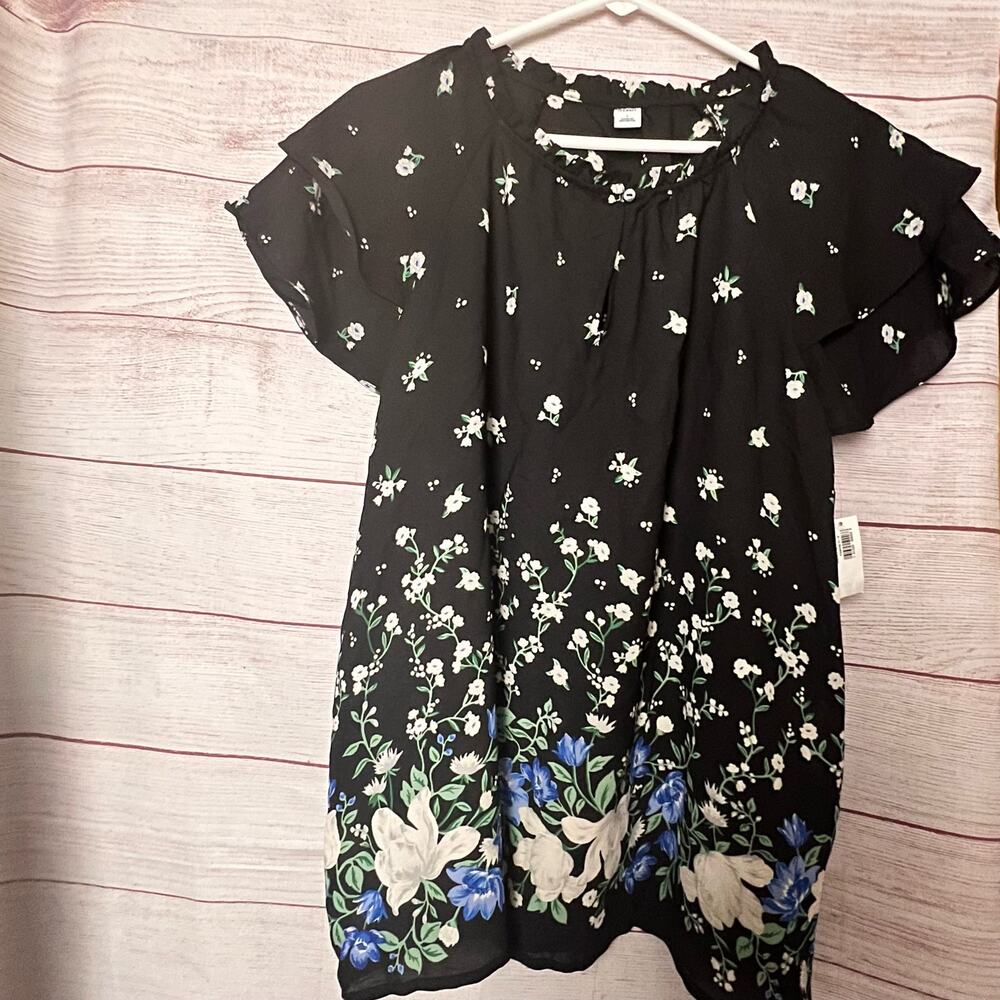 Old Navy Women's Short Sleeve Floral Print Blouse Sz L - Picture 13 of 13